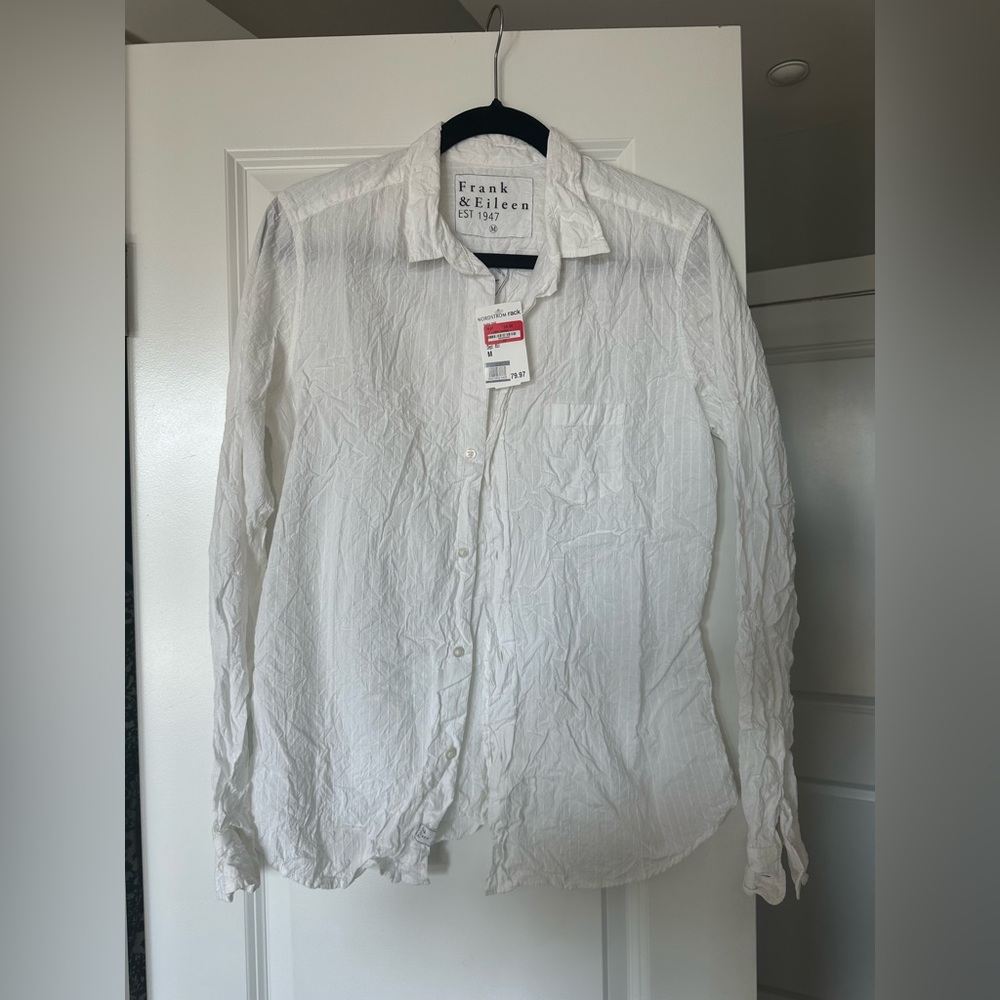 NWT Frank & Eileen Barry Button Down Ribbed Top